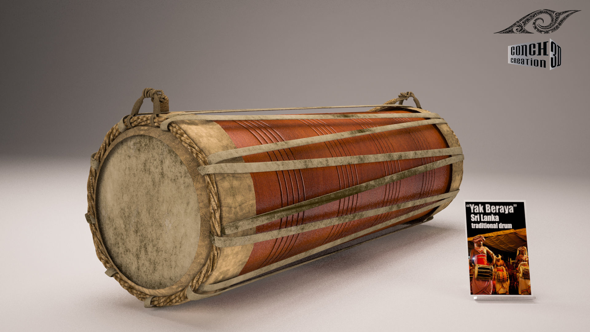 Traditional drum 3D model_5