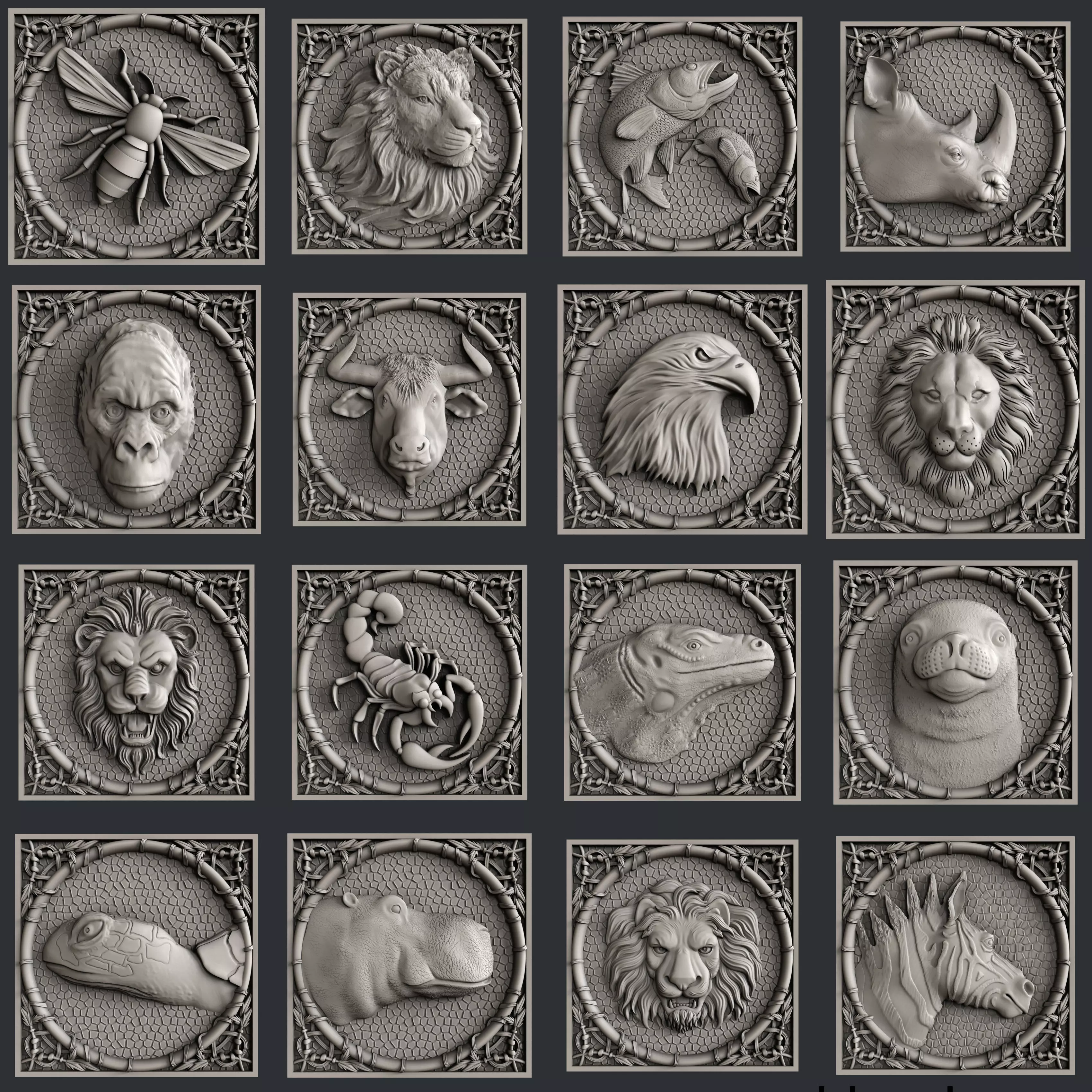 3d STL models for CNC set animals 3D model_0