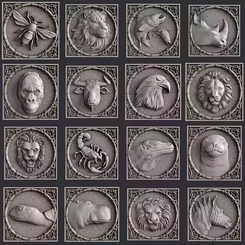 3d STL models for CNC set animals