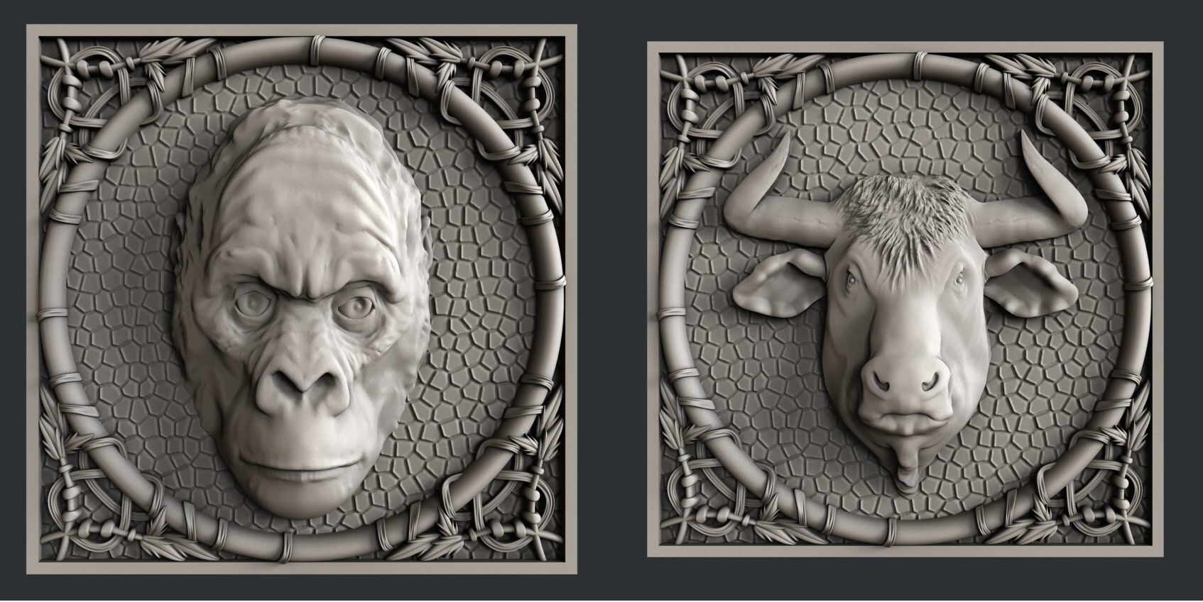 3d STL models for CNC set animals 3D model_1