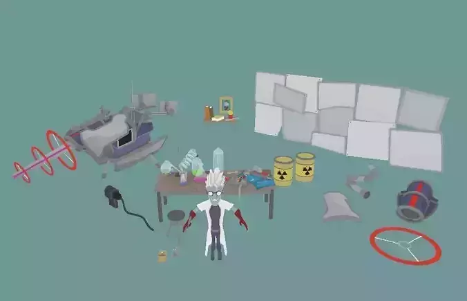 Lowpoly Science Lab Props Low-poly 3D model