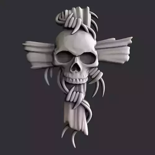 3d STL models for CNC cross with skull