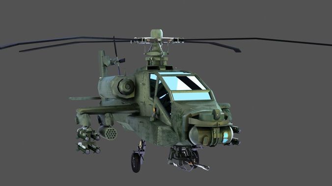 Apache Game Helicopter Low-poly 3D model