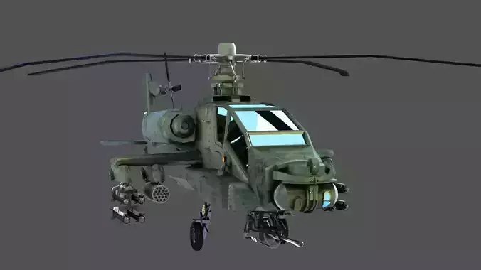 Apache Game Helicopter Low-poly 3D model
