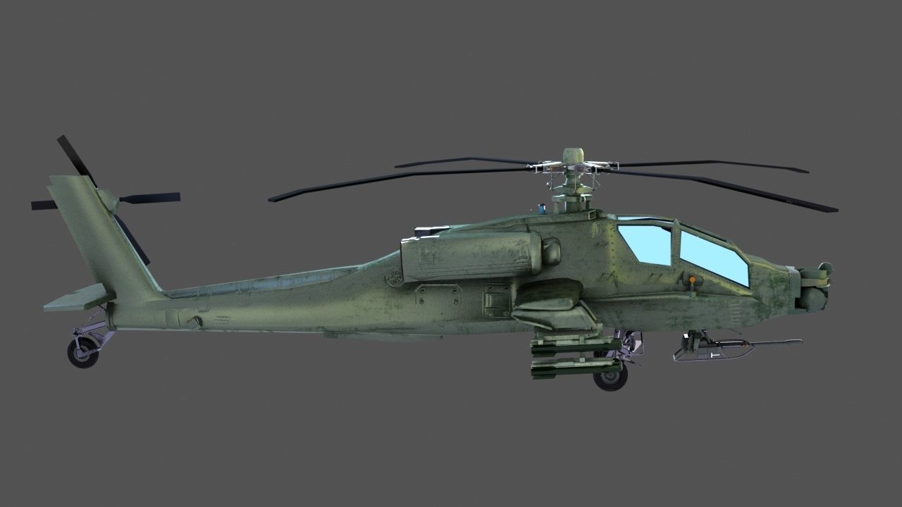 Apache Game Helicopter Low-poly 3D model_3