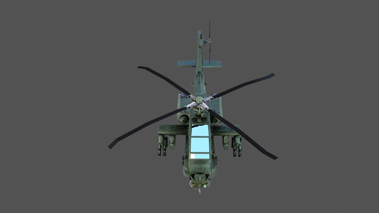 Apache Game Helicopter Low-poly 3D model_2