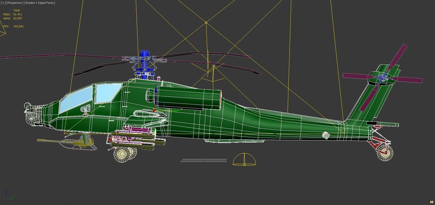 Apache Game Helicopter Low-poly 3D model_7