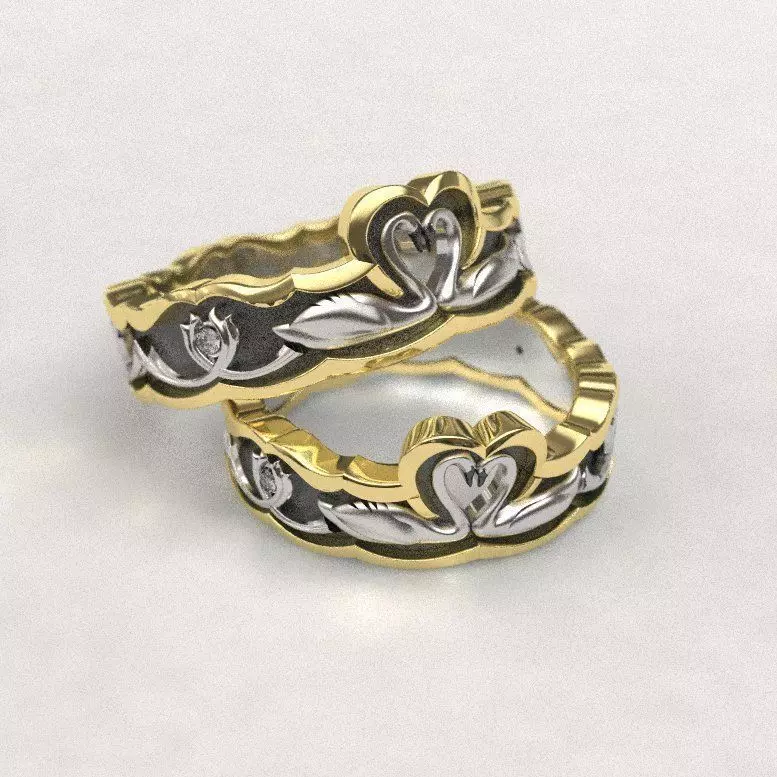 Swans wedding bands - original 3D print model
