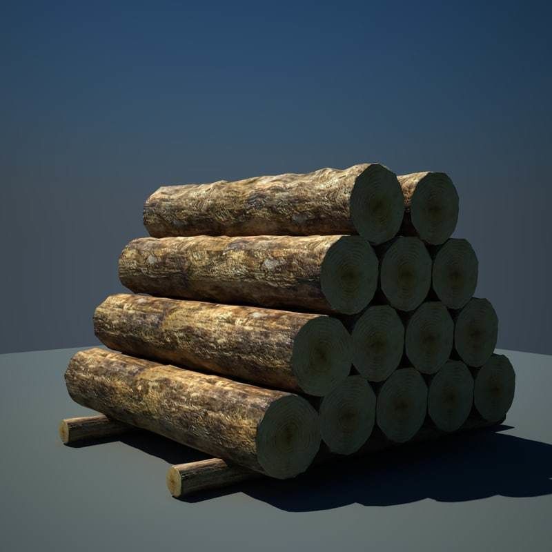 Logs Timber Wooden 3D model_3
