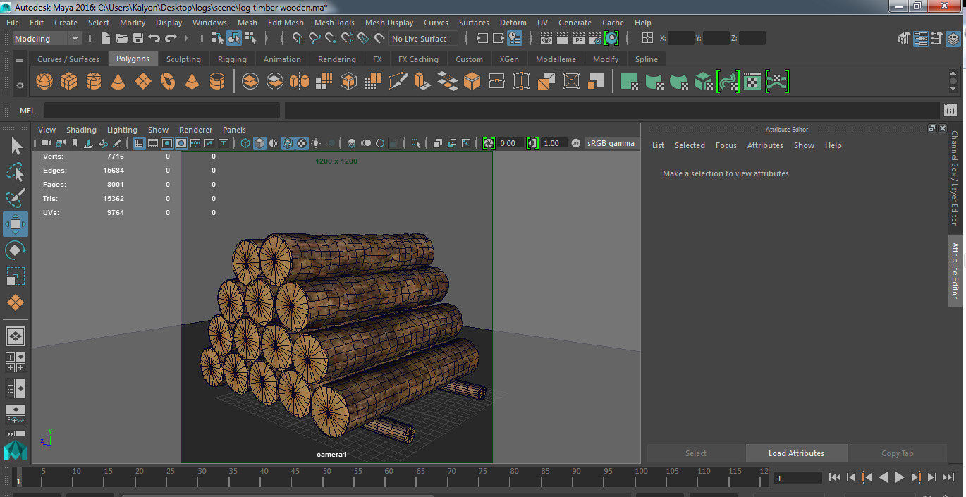Logs Timber Wooden 3D model_4