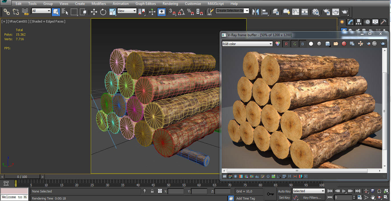 Logs Timber Wooden 3D model_5