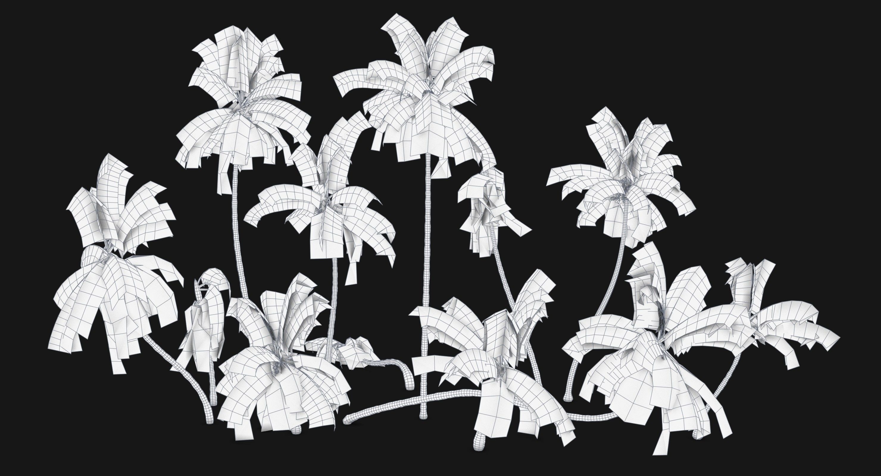 Coconut Palm Trees Asset 1 Low-poly 3D model_1