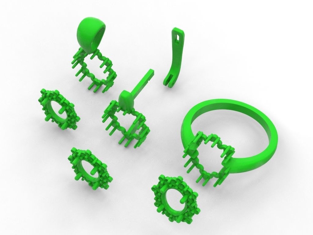 Set ring earring and pendant with Oval 3D print model_5