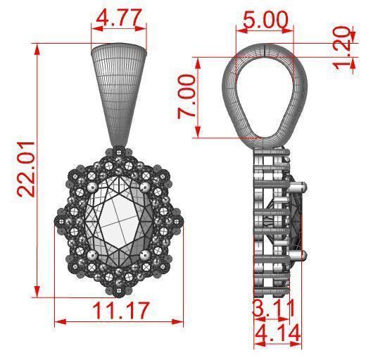Set ring earring and pendant with Oval 3D print model_8