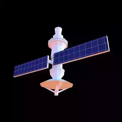 Low-Poly Satellite tower with solar panel on top Low-poly 3D model