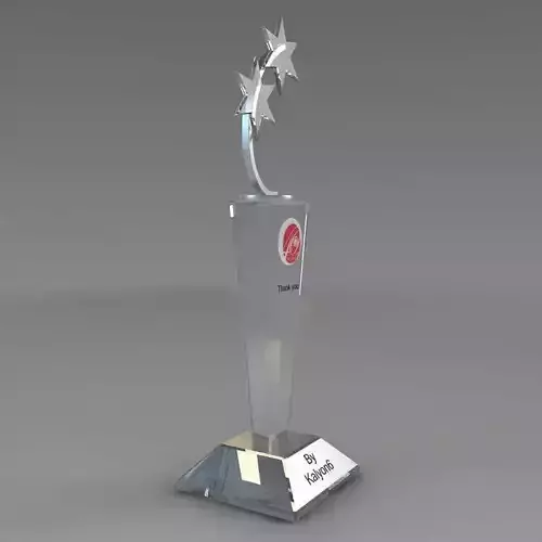 Prize glass trophy with star on top 3D model