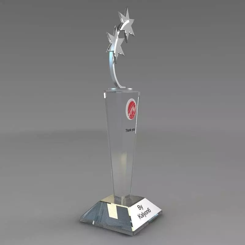 Prize glass trophy with star on top 3D model_0