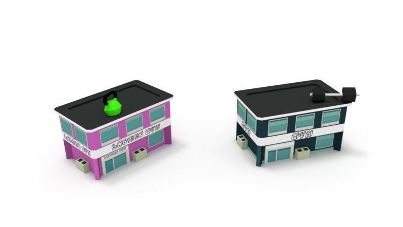 Low Poly Buildings 2 two Low-poly 3D model_2