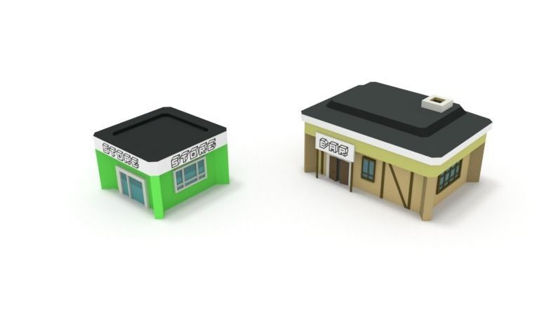 Low Poly Buildings 2 two Low-poly 3D model_3