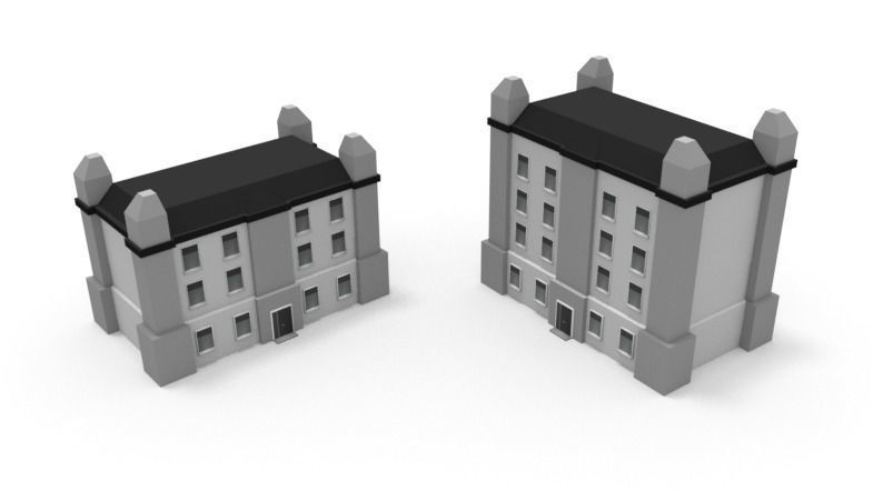 Low Poly Buildings 2 two Low-poly 3D model_1