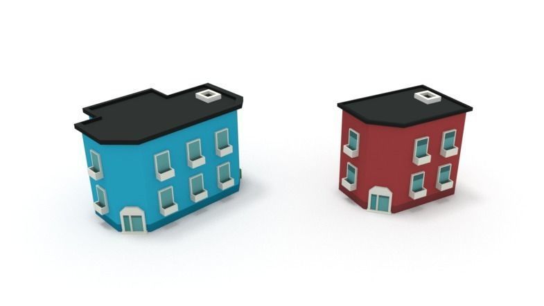 Low Poly Buildings 2 two Low-poly 3D model_4
