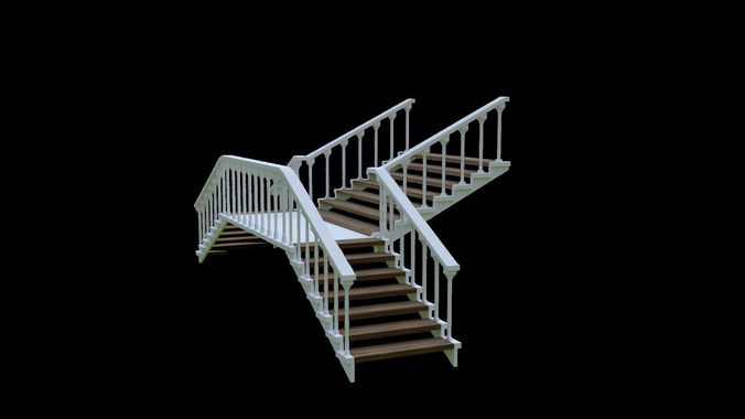 Low-Polly Wooden Stairs Low-poly 3D model