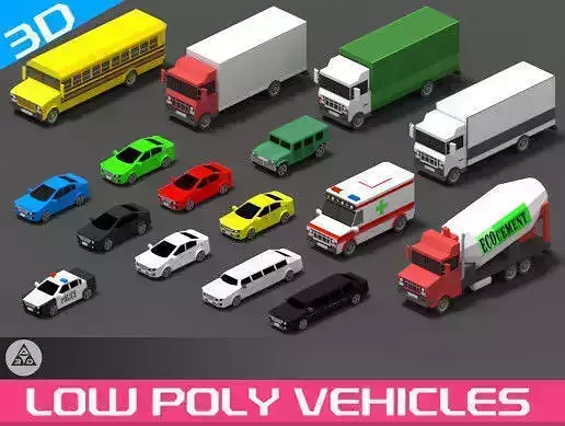 Low Poly Vehicles Low-poly 3D model