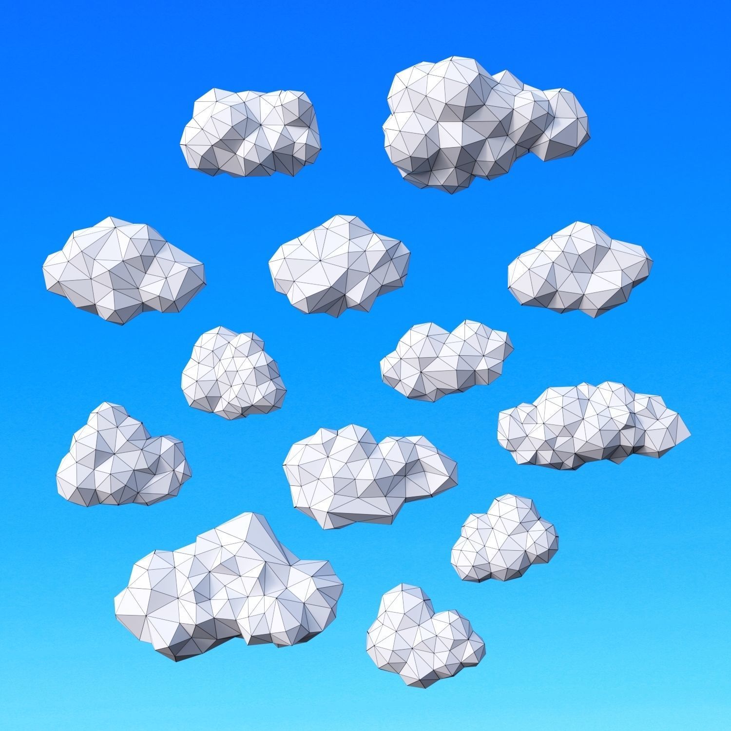 Clouds Pack Low Poly v2 Low-poly 3D model_6