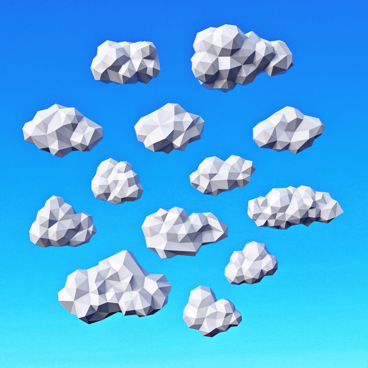 Clouds Pack Low Poly v2 Low-poly 3D model_0