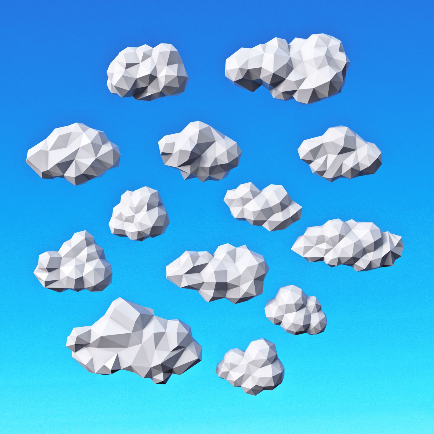 Clouds Pack Low Poly v2 Low-poly 3D model_1