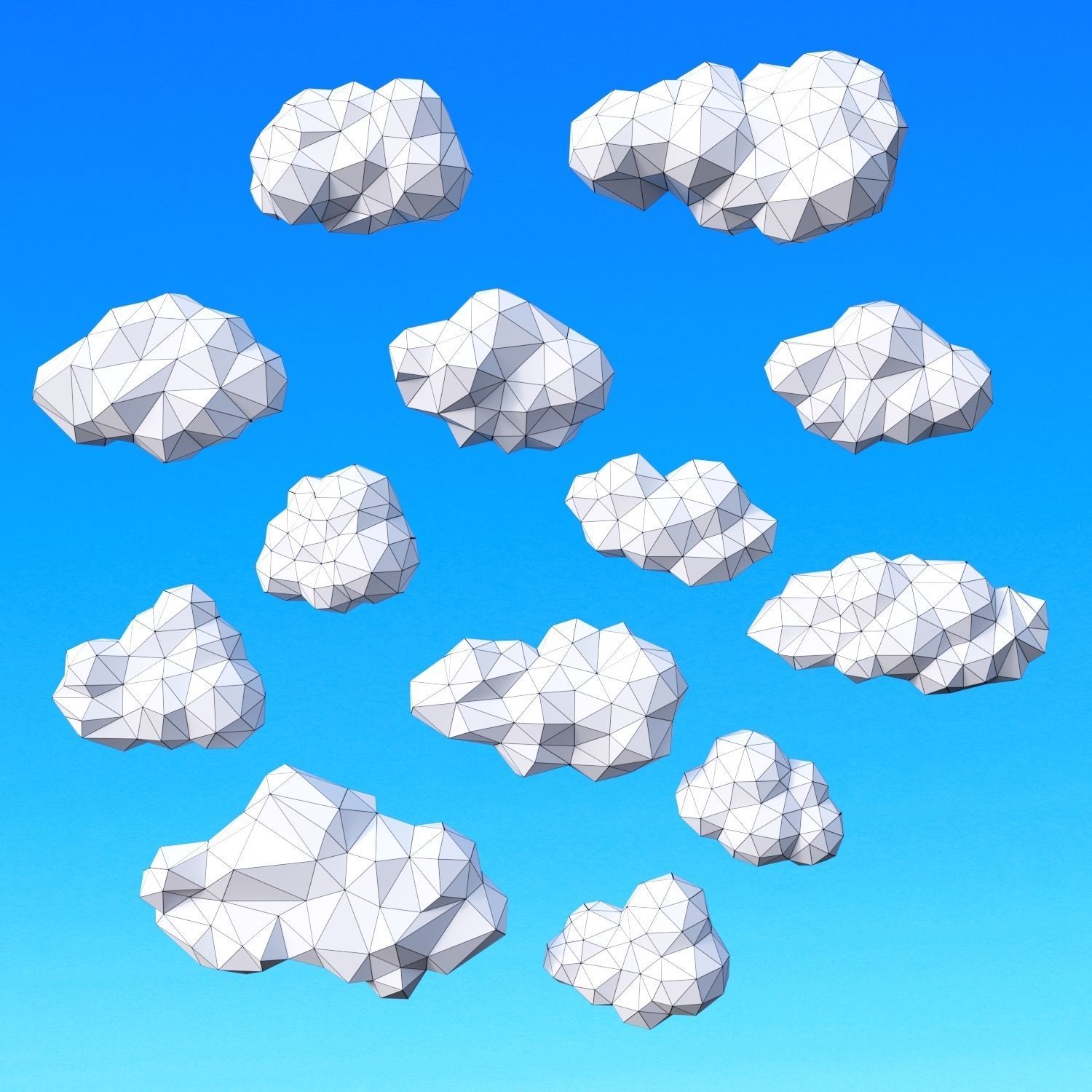 Clouds Pack Low Poly v2 Low-poly 3D model_7