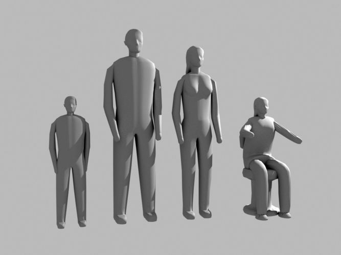 Small low detalied people  3D print model