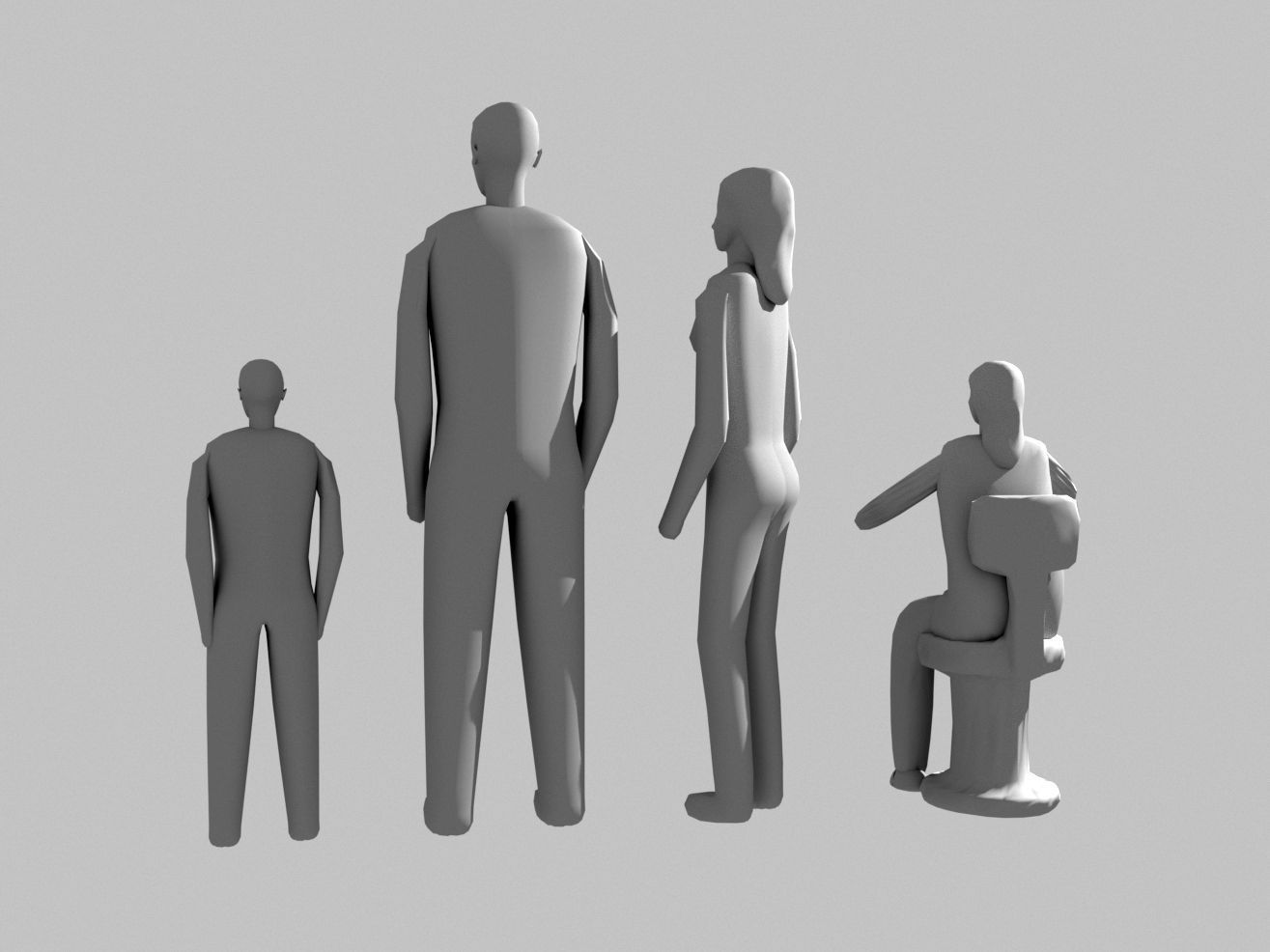 Small low detalied people  3D print model_1