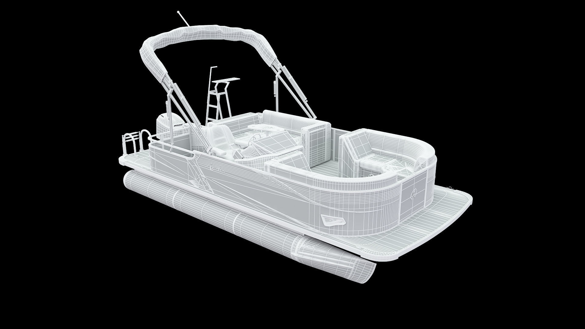 Pontoon Boat 3D model_3