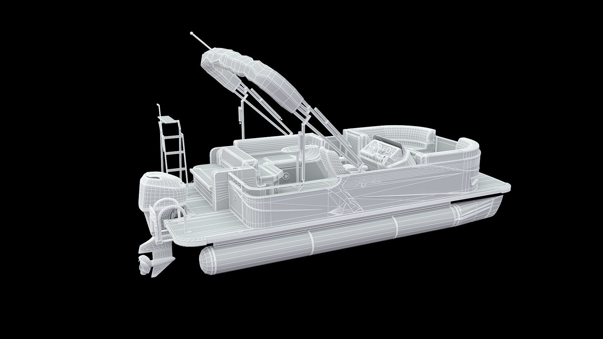 Pontoon Boat 3D model_7