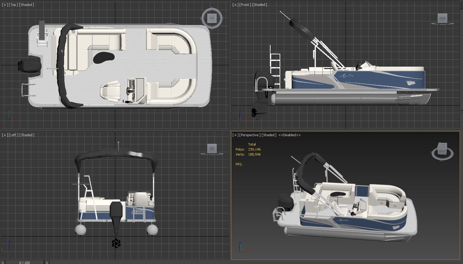 Pontoon Boat 3D model_9