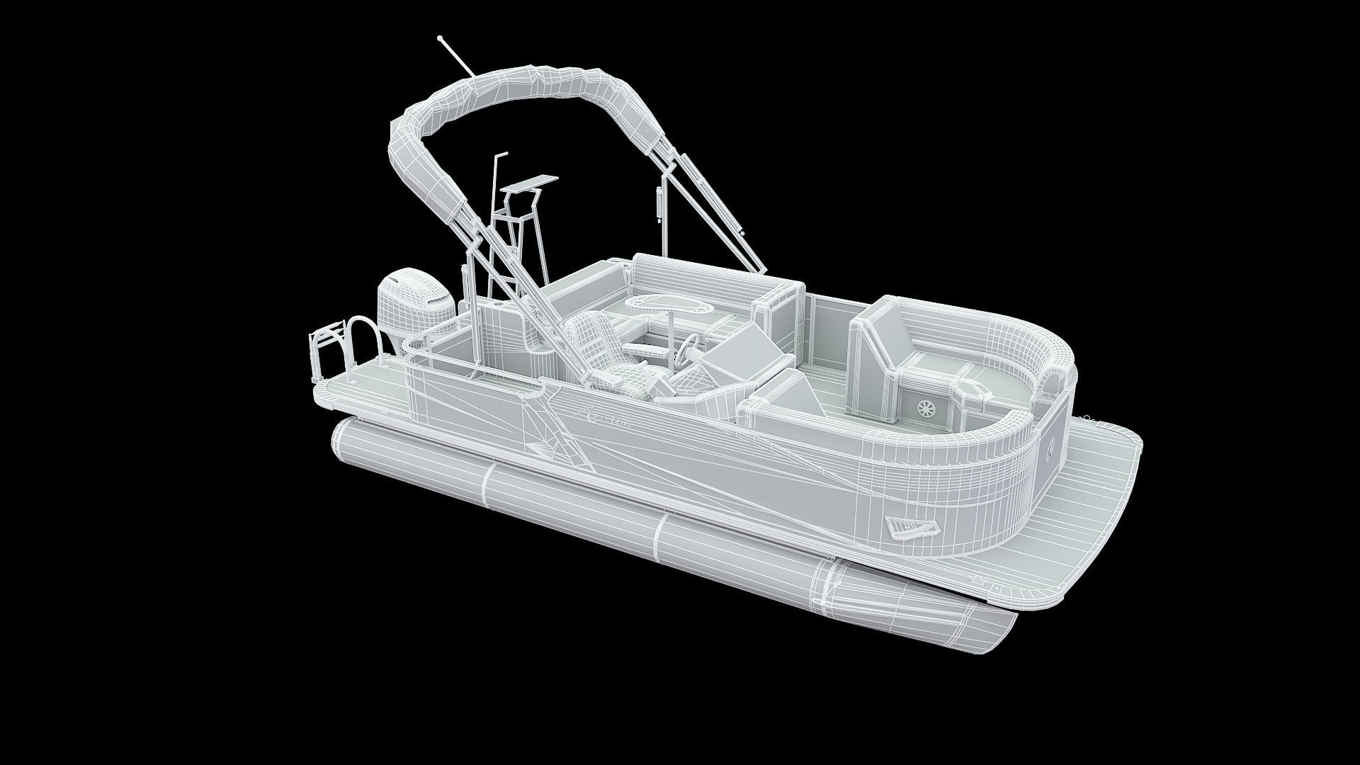 Pontoon Boat 3D model_6