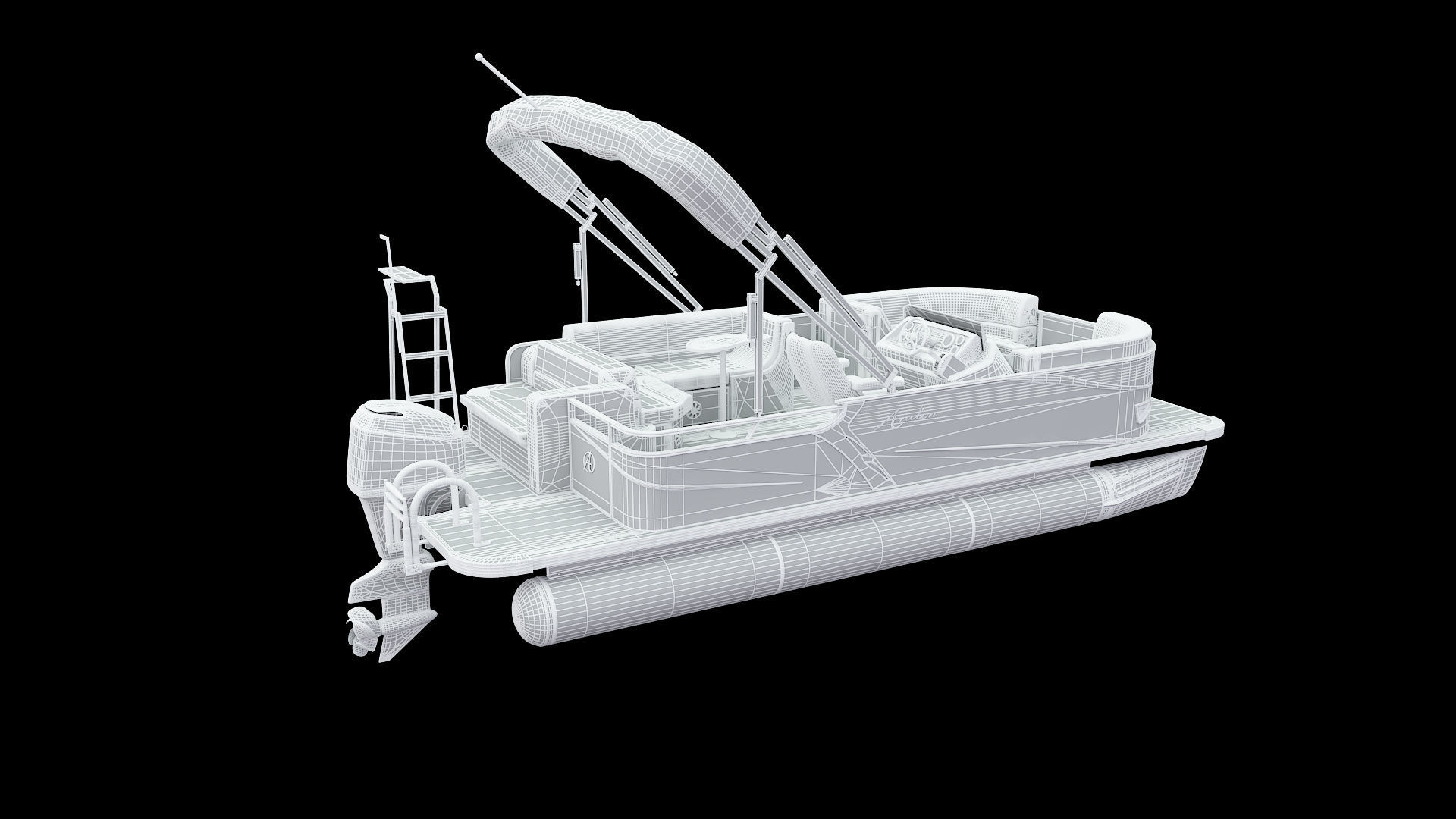 Pontoon Boat 3D model_4