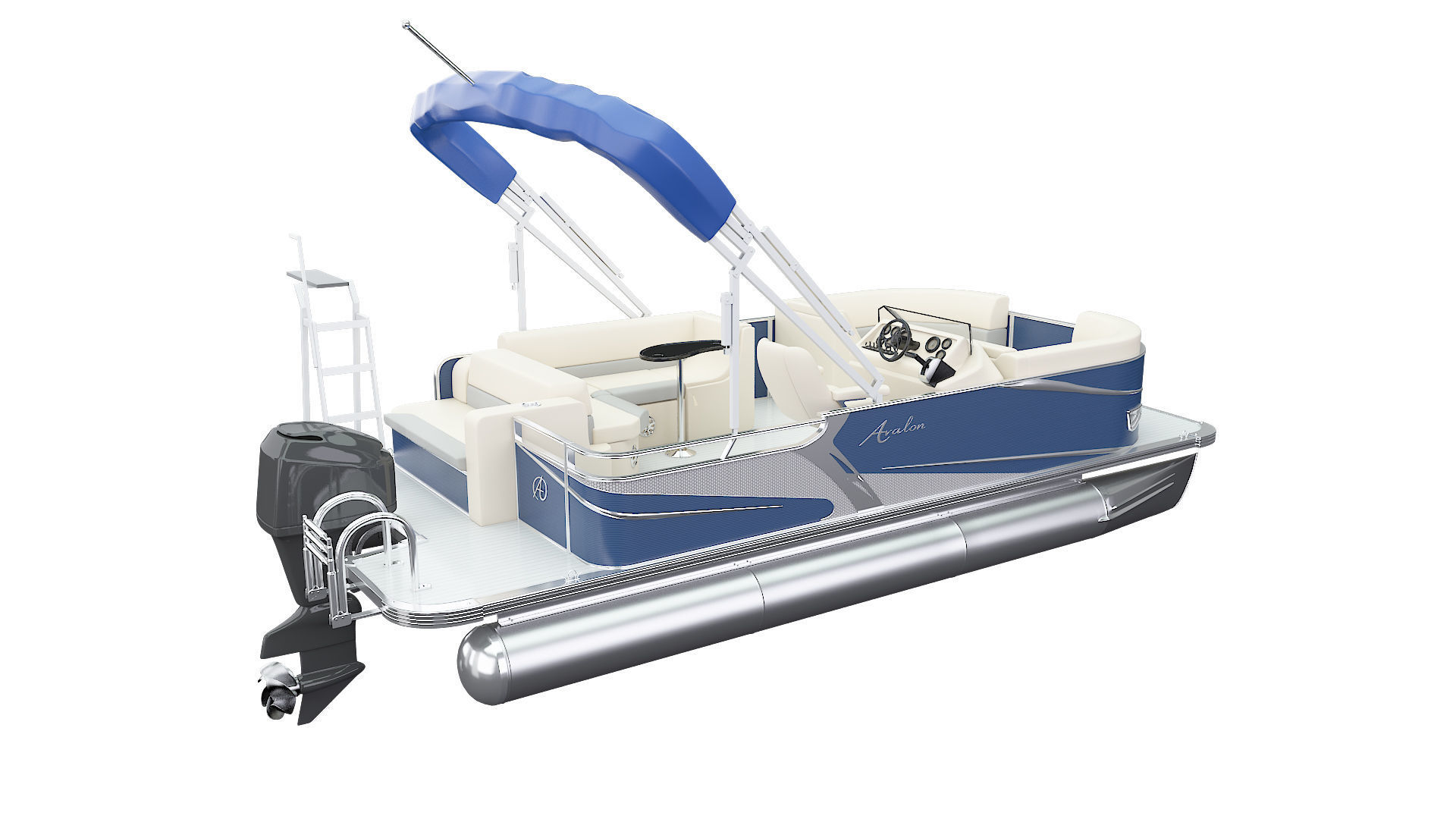 Pontoon Boat 3D model_1