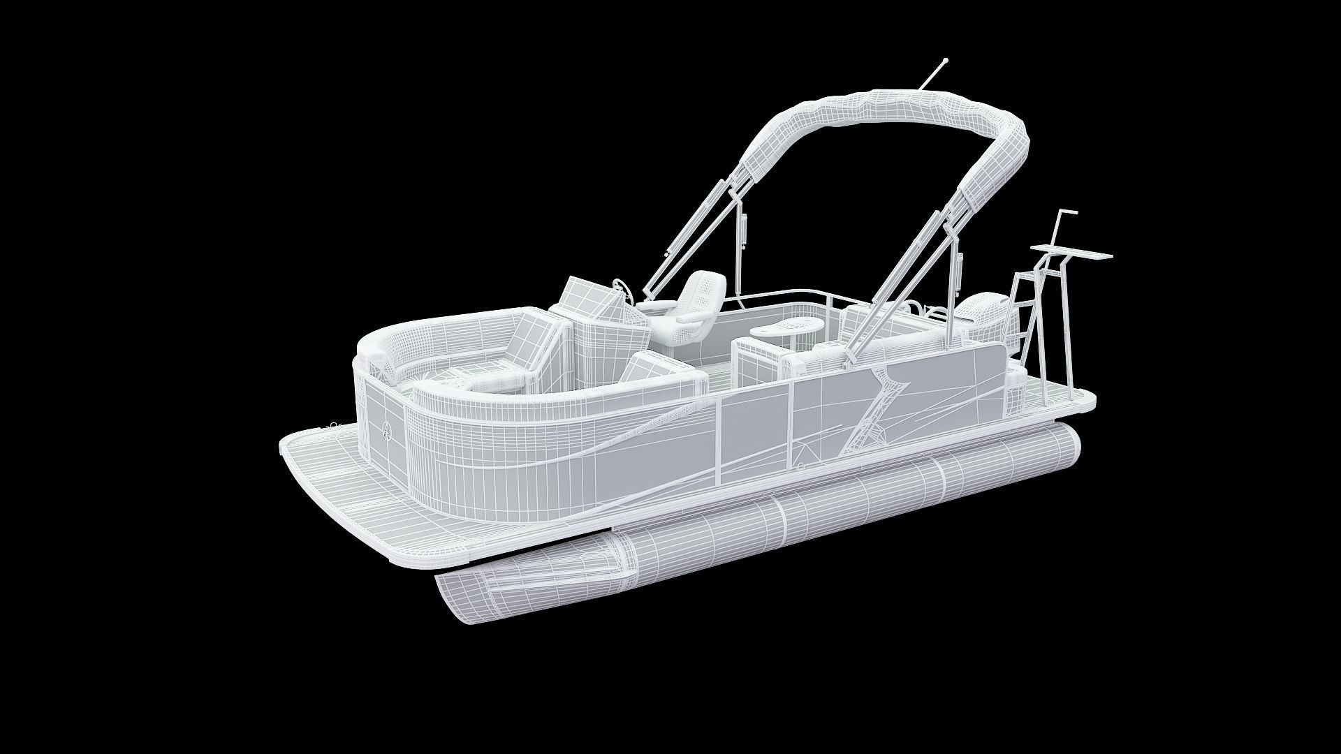 Pontoon Boat 3D model_8