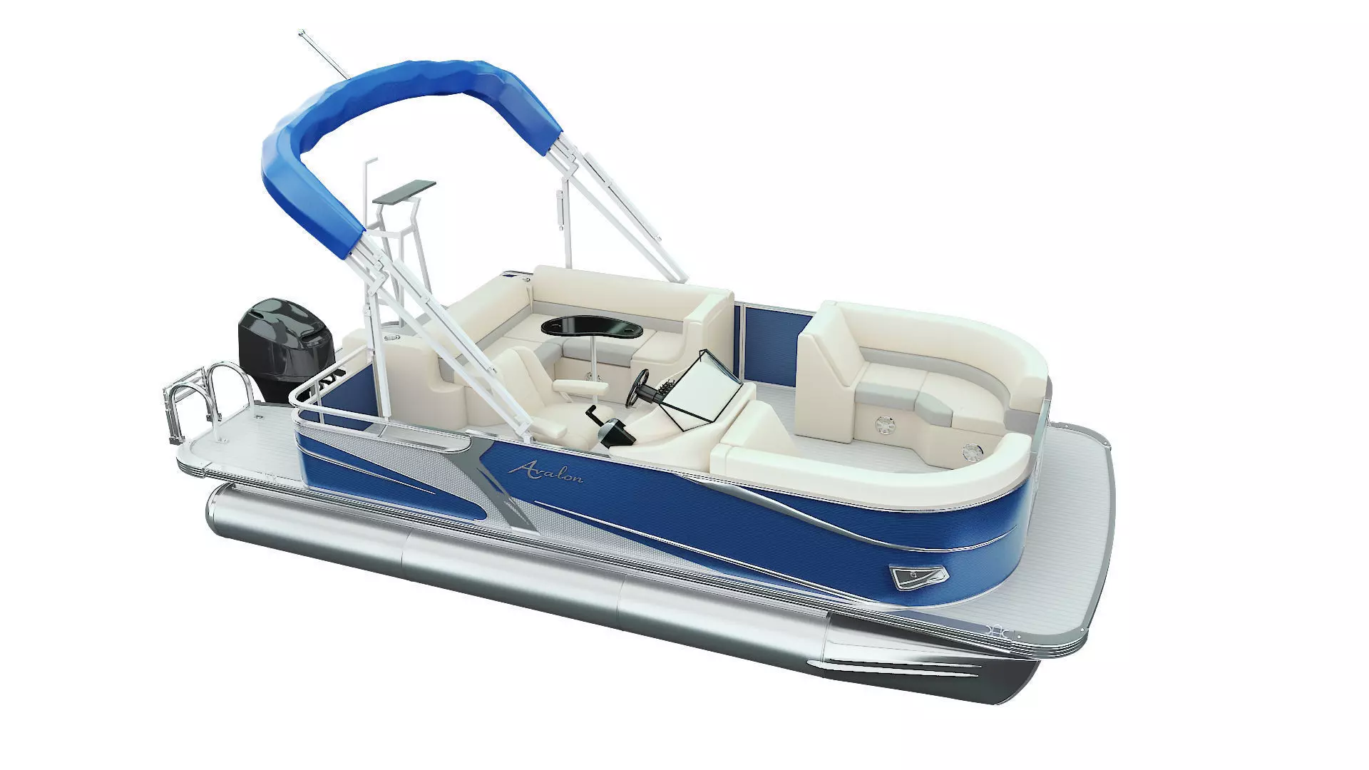 Pontoon Boat 3D model_0