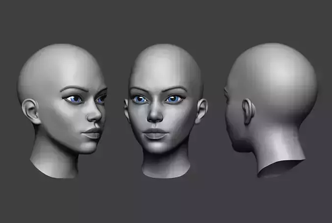 Woman Head 2 Low-poly 3D model