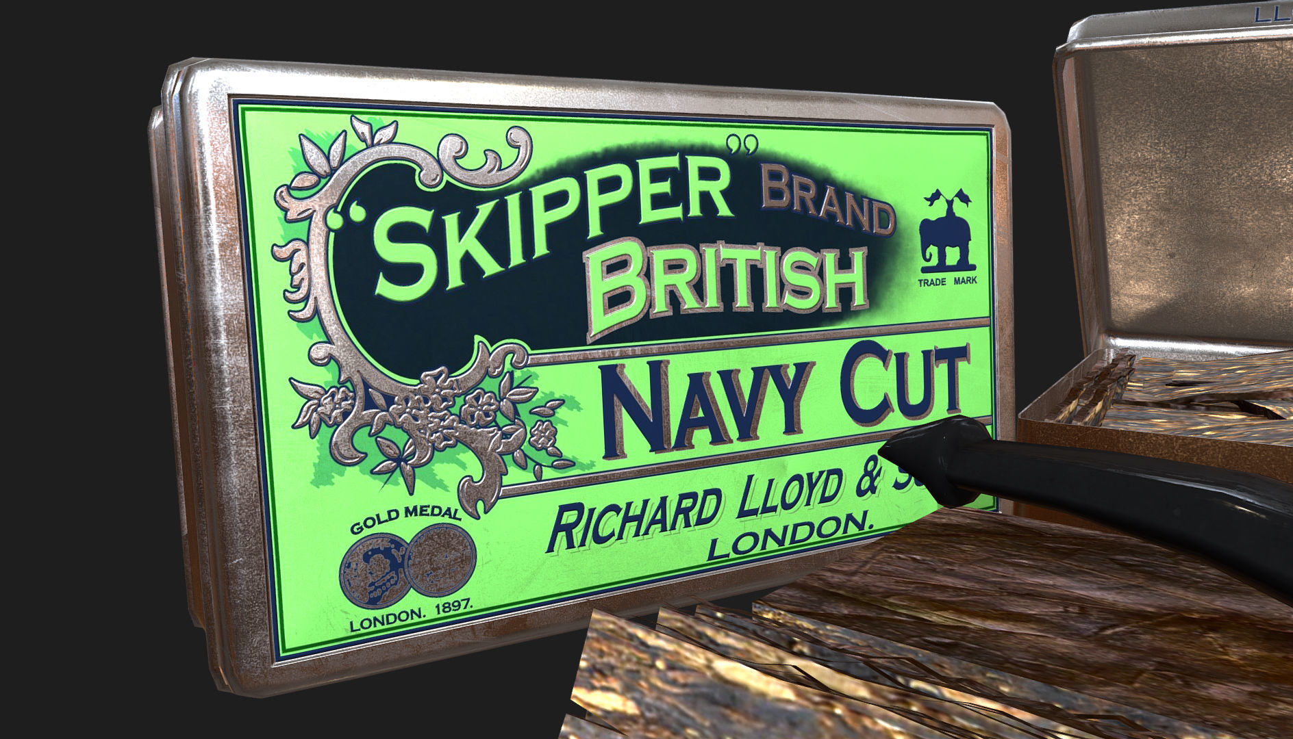 Old Tobacco Tin - Skipper Navy Cut Low-poly 3D model_22