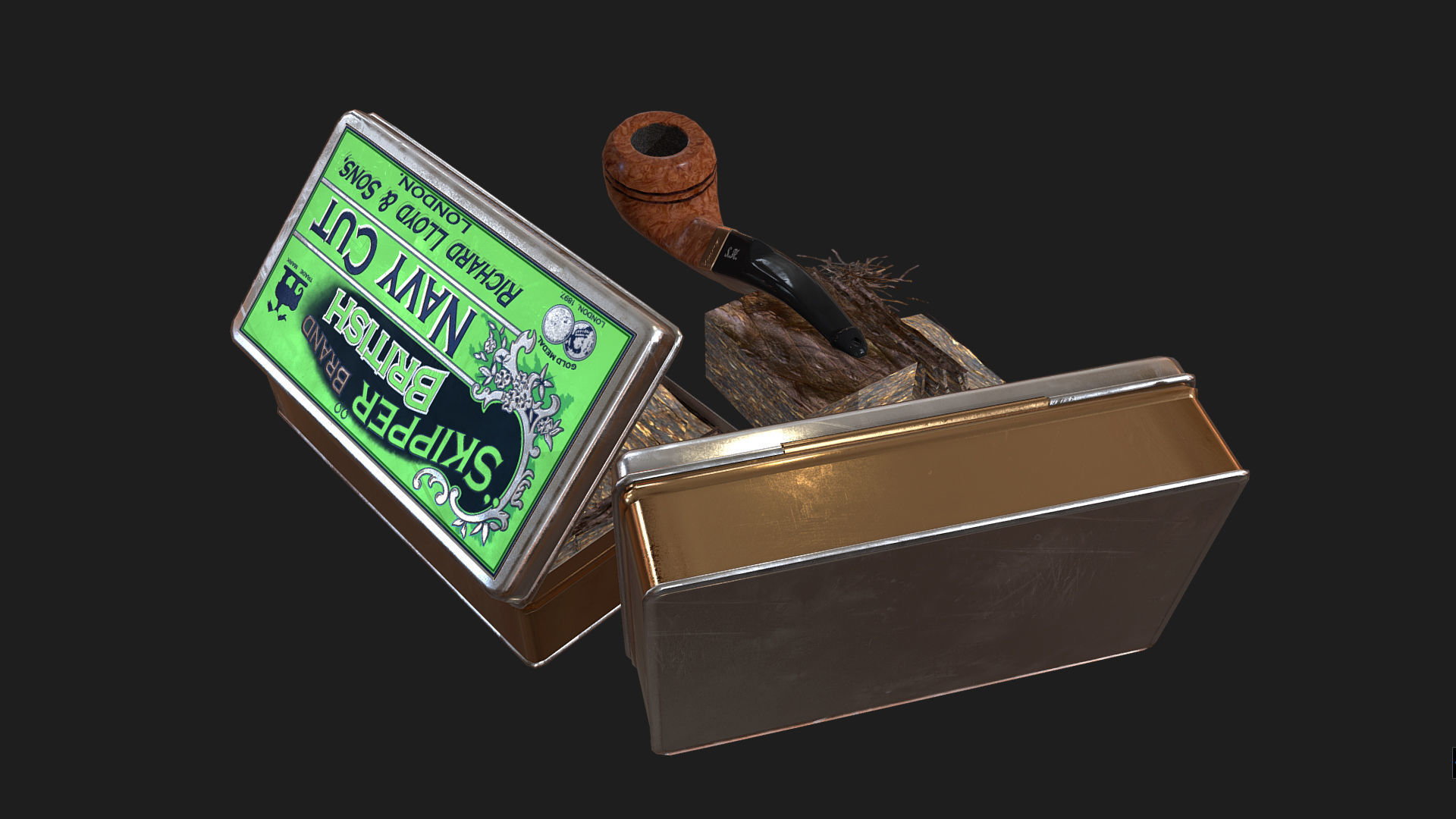 Old Tobacco Tin - Skipper Navy Cut Low-poly 3D model_2