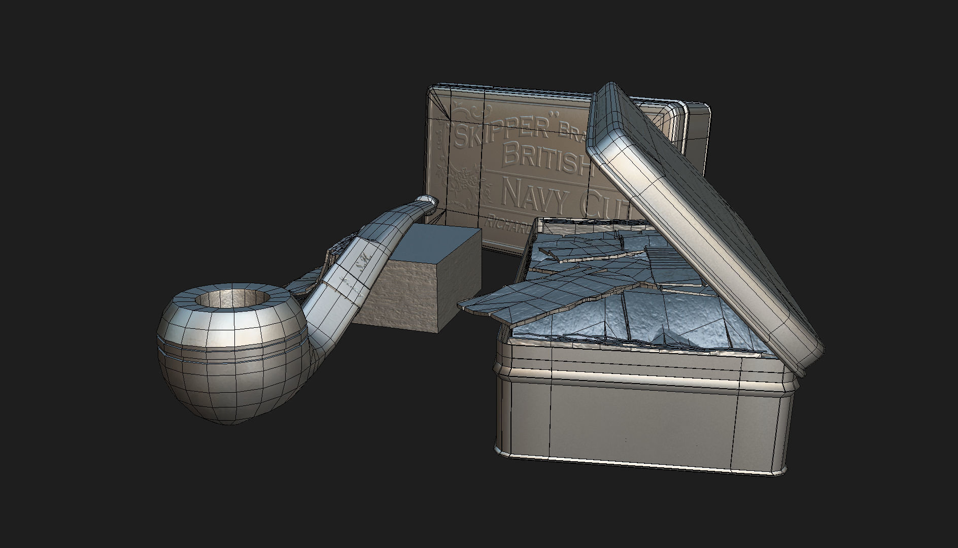 Old Tobacco Tin - Skipper Navy Cut Low-poly 3D model_16