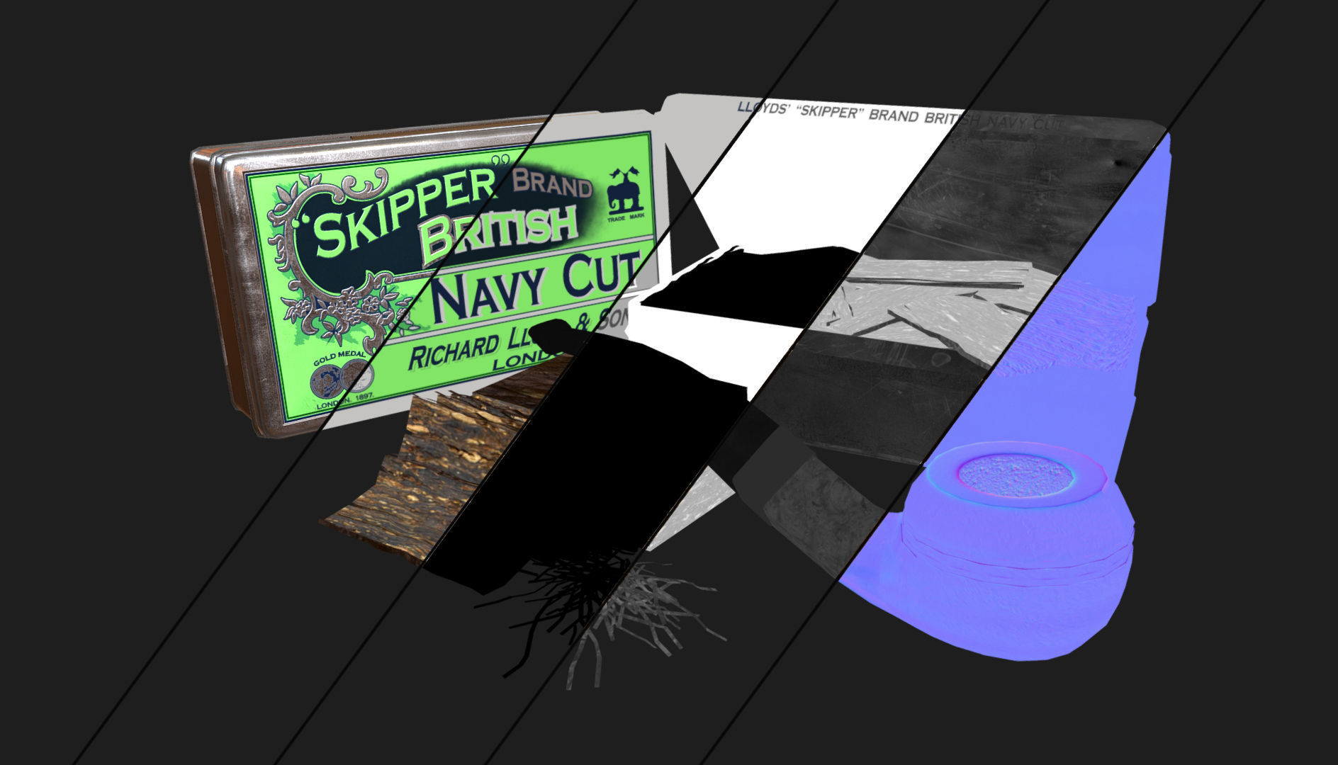 Old Tobacco Tin - Skipper Navy Cut Low-poly 3D model_3