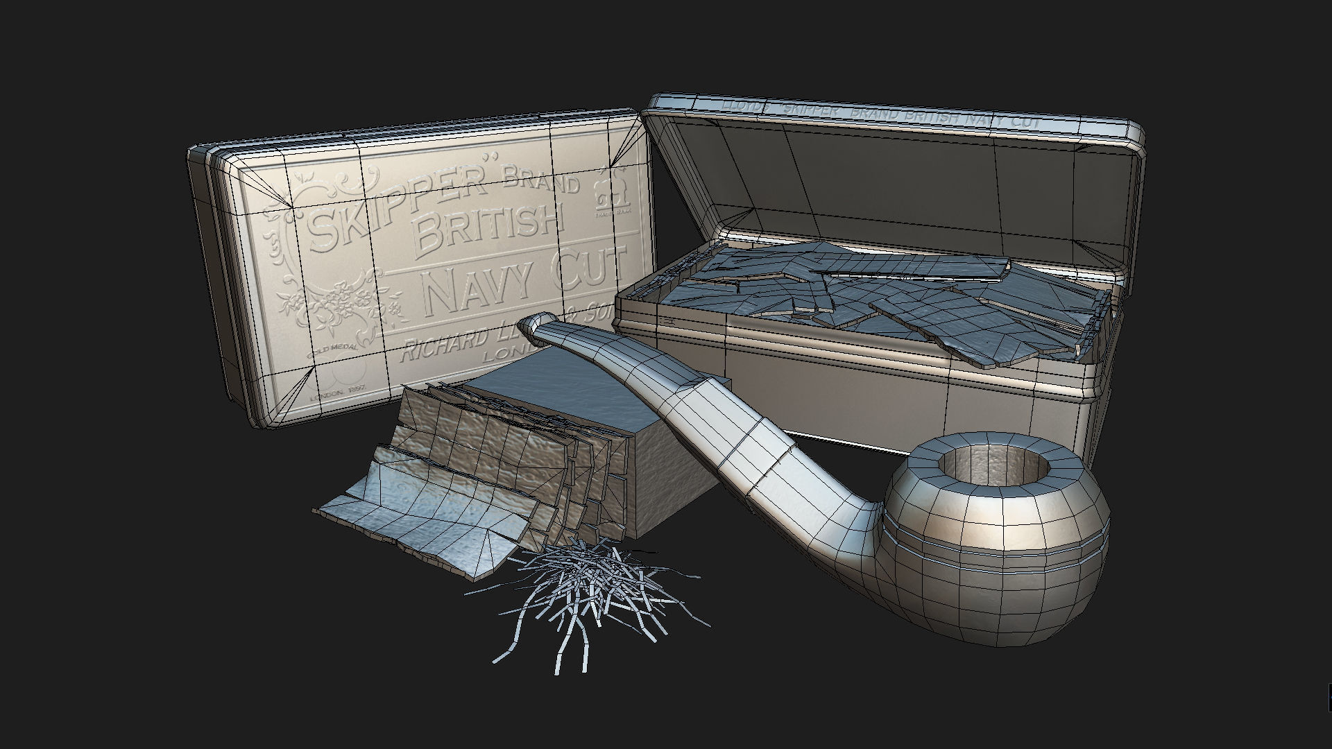 Old Tobacco Tin - Skipper Navy Cut Low-poly 3D model_12
