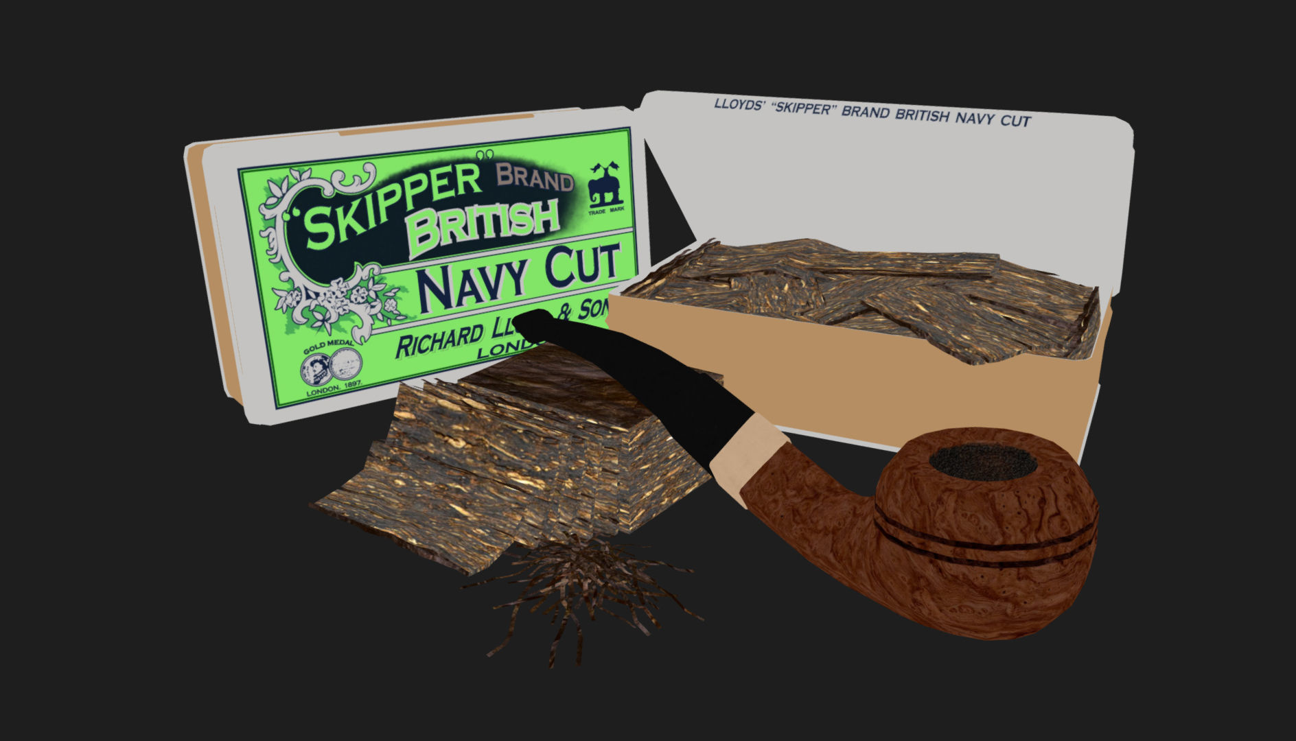 Old Tobacco Tin - Skipper Navy Cut Low-poly 3D model_8