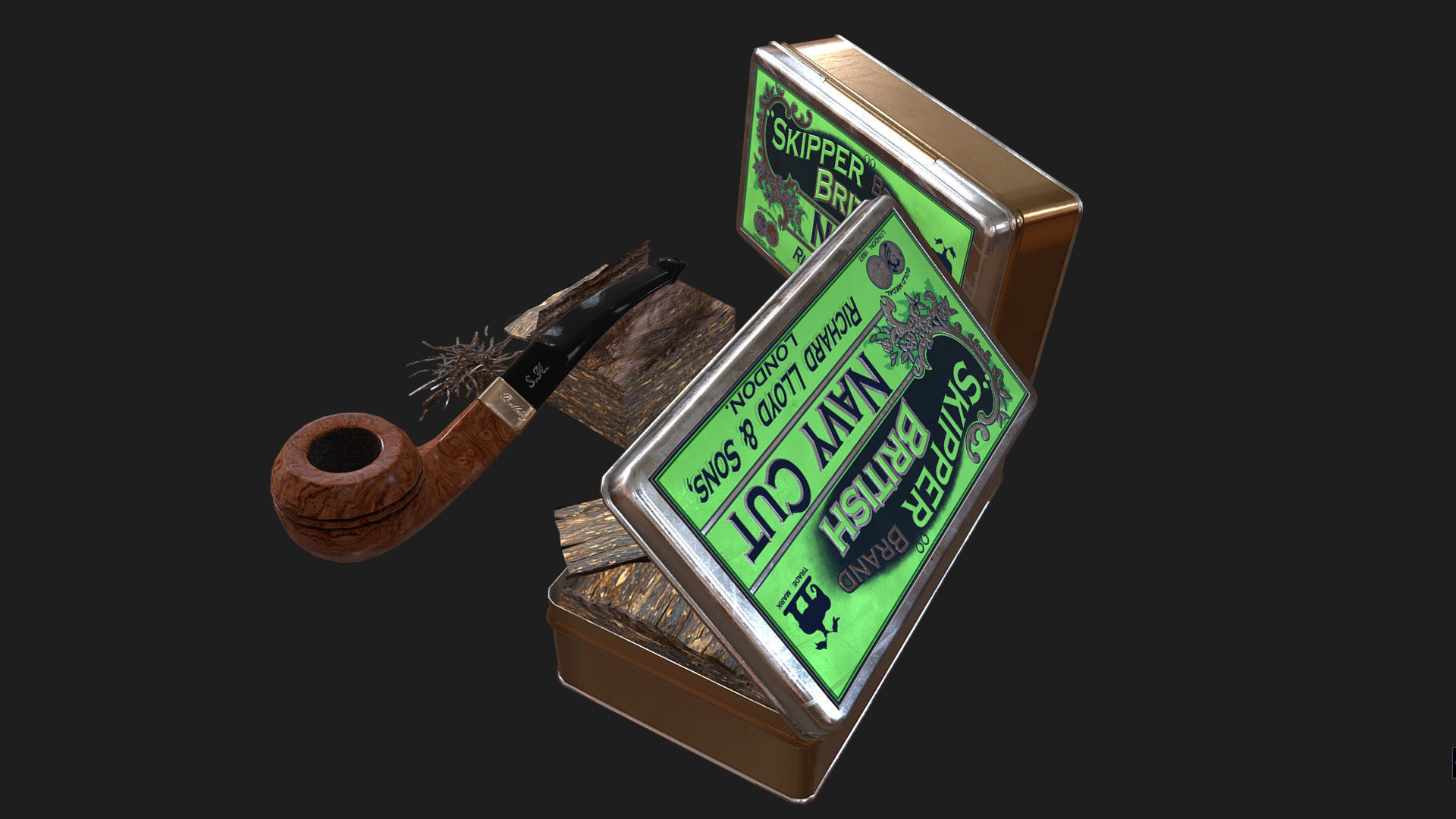 Old Tobacco Tin - Skipper Navy Cut Low-poly 3D model_1
