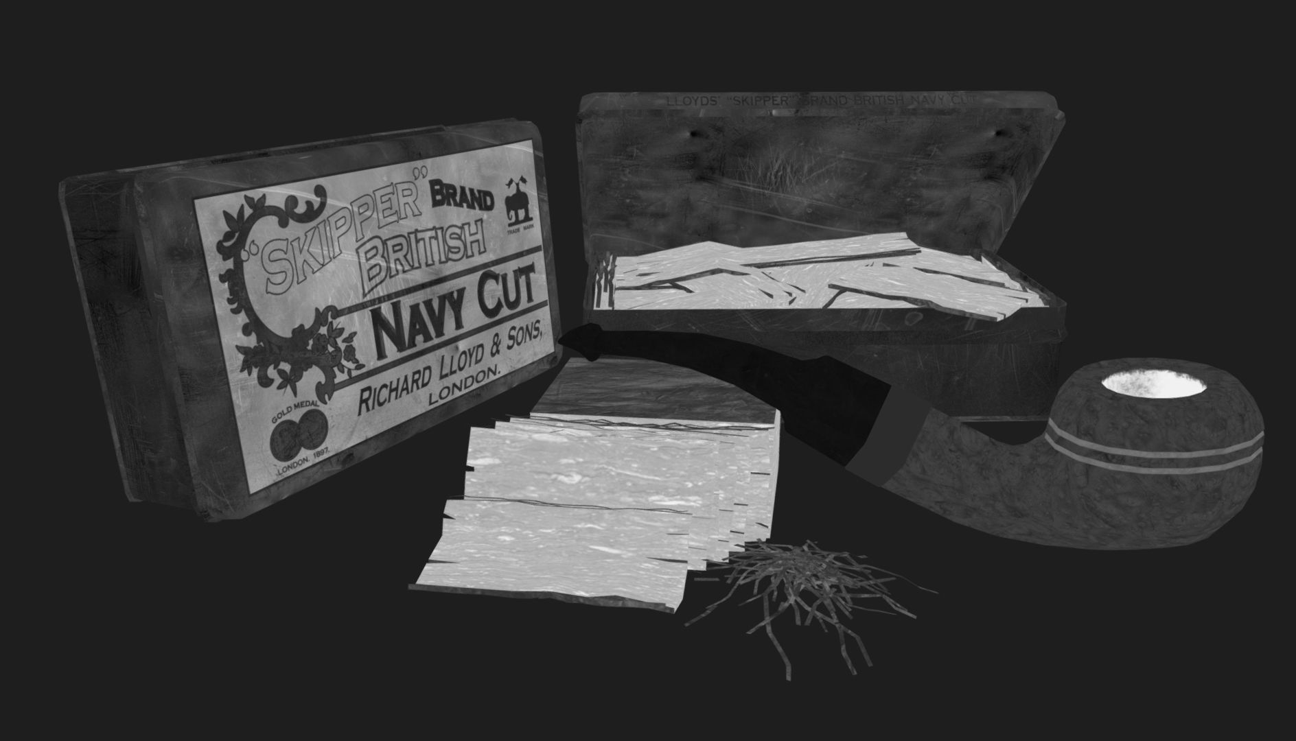 Old Tobacco Tin - Skipper Navy Cut Low-poly 3D model_6